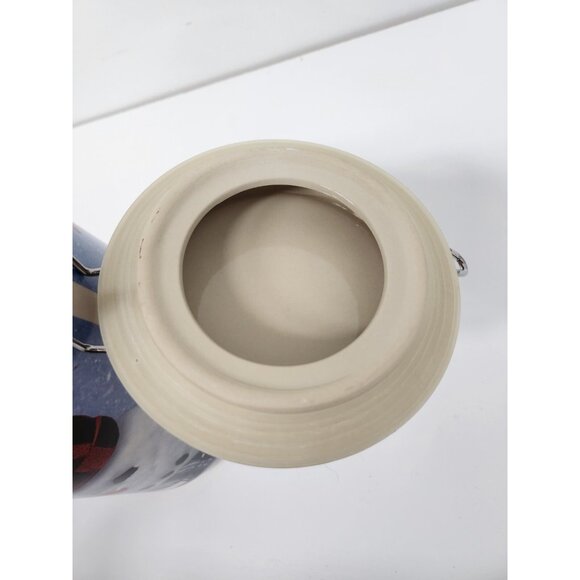 Vintage Thunder Mountain Ceramic Snowman Clamp Canister Kitchen Storage Jar - Picture 8 of 13